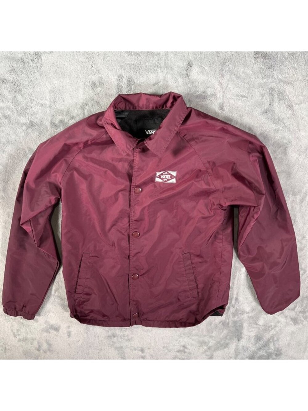 Vans "Off The Wall" Boy's Burgundy Lined Nylon Torrey Coaches' Jacket (Youth M)